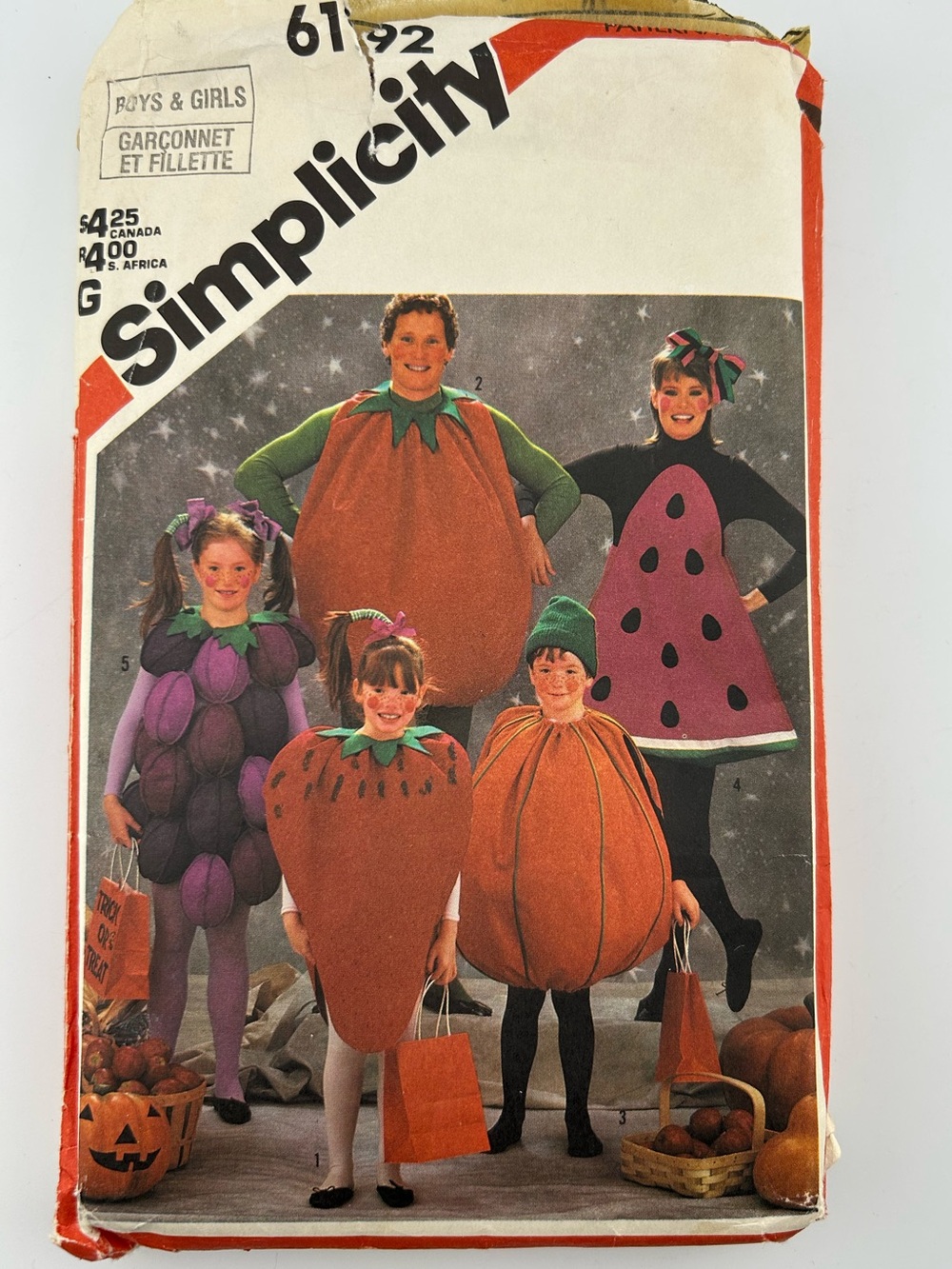 🪡 SIMPLICITY Adults Boys' & Girls' Fruit & Vegetable Costumes SewingPattern 6192